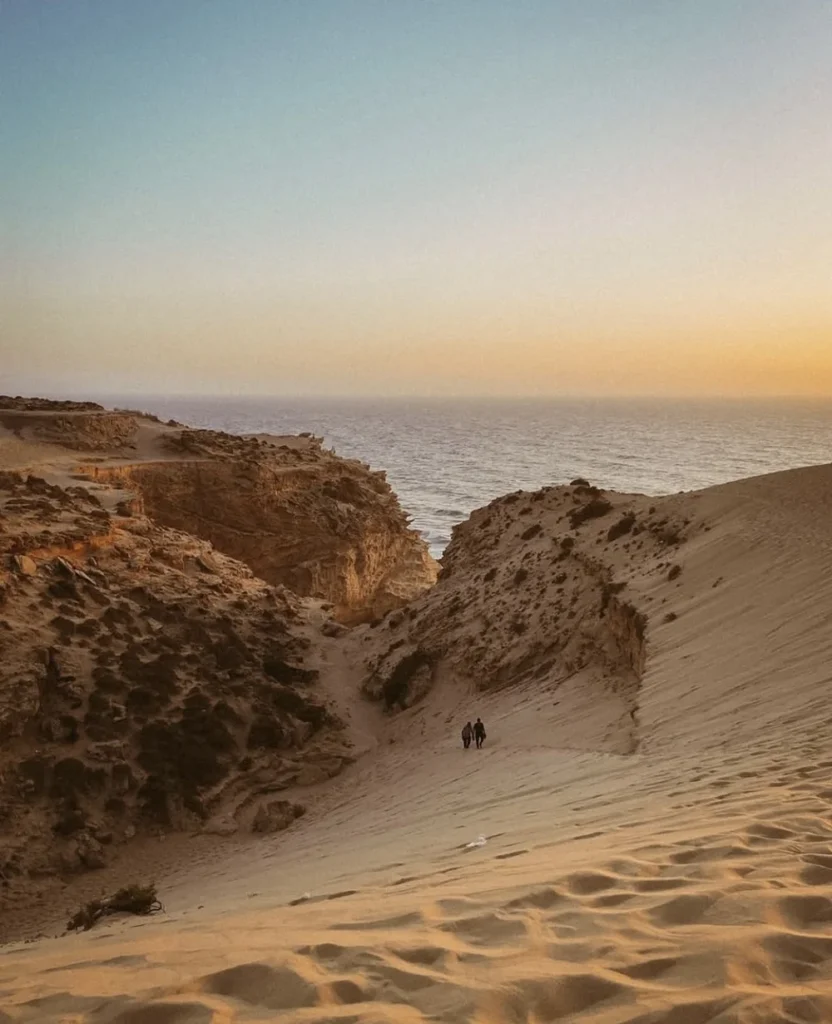 sandboarding on the dunes in Timlalin